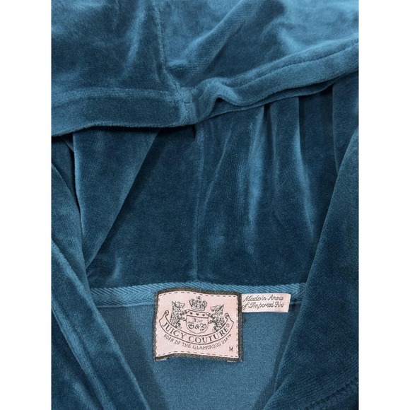 Juicy Couture Vintage Tracksuit Set Women Medium Blue Velour Hoodie Made USA Y2K - Picture 7 of 16
